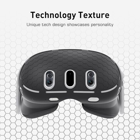 غطاء حماية من السيليكون بتصميم Kuject لجهاز Quest 3، غطاء واقي لسماعات الواقع الافتراضي مع فتحة دقيقة، ملحقات نسيج مقاومة للصدمات والخدش ومضادة للغبار (أسود) in Kuwait