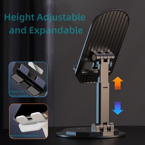 حامل هاتف محمول يدور 360 درجة من XYHKk: قاعدة حامل هاتف مكتبي قابلة للطي وقابلة للتعديل بالكامل، قبضة آمنة، حامل هاتف خلوي قابل للتعديل ومتعدد الاستخدامات لأي جهاز. (أبيض) in Kuwait