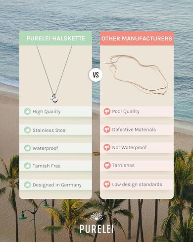 Purelei® Brave Necklace – Stainless steel jewelry – Waterproof chain with heart pendant – 50 to 55cm adjustable length – Fashion jewelry for your individual look in Saudi Arabia