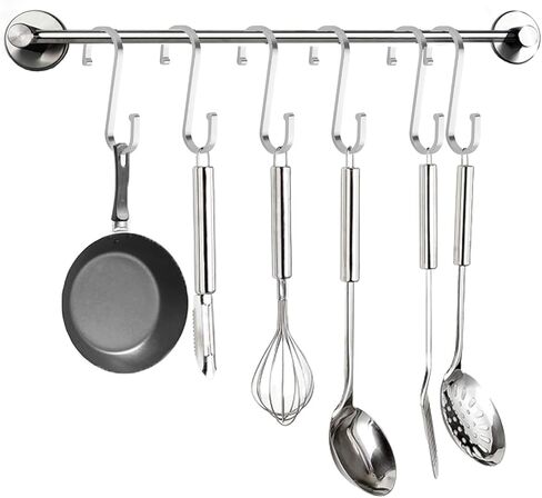 ZEONHEI 30 جهاز كمبيوتر شخصى 3.4 بوصة خطافات ألومنيوم فضية S، خطافات تعليق على شكل S شديدة التحمل، خطافات رف الوعاء S خطافات المطبخ لتعليق أدوات المطبخ والأكواب والحقائب والملابس والمناشف in Kuwait