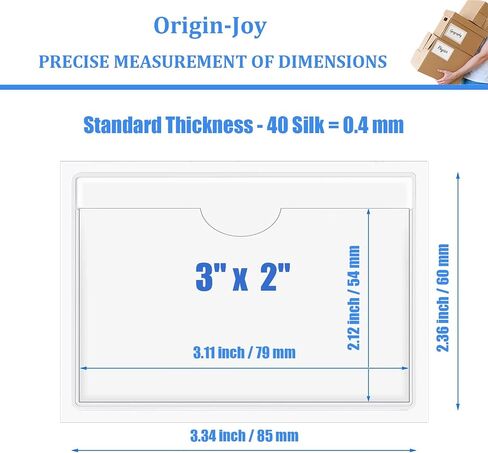 25 قطعة من جيوب ملصقات الفهرس ذاتية اللصق من Origin-Joy، حاملات بطاقات بلاستيكية شفافة قابلة للتقشير واللصق مع فتحة علوية للتحميل (3 × 2 بوصة) in Kuwait