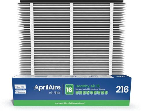 فلتر بديل AprilAire 216 لأجهزة تنقية الهواء المنزلية بالكامل من AprilAire - MERV 16، الحساسية والربو والفيروسات، فلتر هواء 20x25x4 (عبوة من قطعة واحدة) in Kuwait