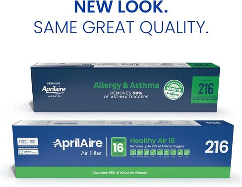 فلتر بديل AprilAire 216 لأجهزة تنقية الهواء المنزلية بالكامل من AprilAire - MERV 16، الحساسية والربو والفيروسات، فلتر هواء 20x25x4 (عبوة من قطعة واحدة) in Kuwait