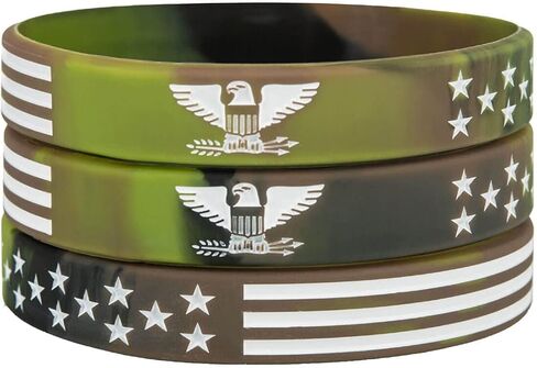 أساور سيليكون من Sainstone Military American Power Eagle مع العلم الأمريكي، وأساور معصم مموهة للجيش باللون الأخضر العسكري وتمويه الغابة للرجال والنساء للوطنيين الأمريكيين ومشجعي الجيش والرياضة in Kuwait