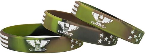 أساور سيليكون من Sainstone Military American Power Eagle مع العلم الأمريكي، وأساور معصم مموهة للجيش باللون الأخضر العسكري وتمويه الغابة للرجال والنساء للوطنيين الأمريكيين ومشجعي الجيش والرياضة in Kuwait