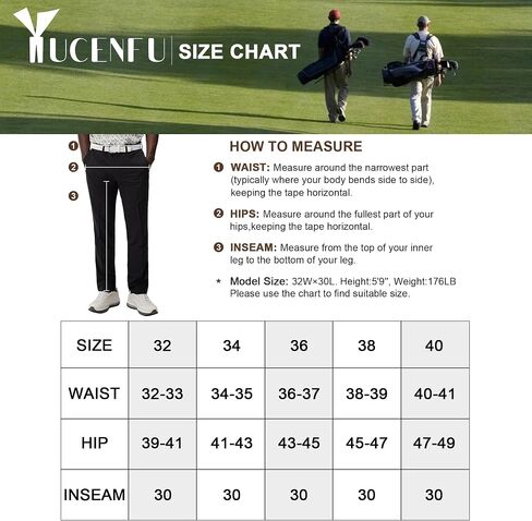 YUCENFU Men's 4-Way Stretch Golf Athletic Pants with 5 Pockets Slim Fit Casual Jogger Sweatpants Chinos Pants for Men in Saudi Arabia