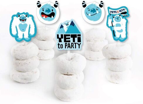 Big Dot of Happiness Yeti to Party - Dessert Cupcake Toppers - Abominable Snowman Party or Birthday Party Clear Treat Picks - Set of 24 in Saudi Arabia