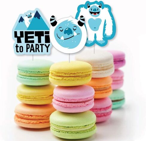 Big Dot of Happiness Yeti to Party - Dessert Cupcake Toppers - Abominable Snowman Party or Birthday Party Clear Treat Picks - Set of 24 in Saudi Arabia