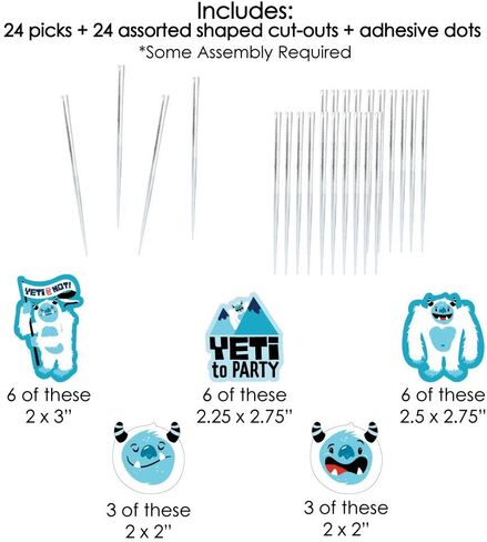 Big Dot of Happiness Yeti to Party - Dessert Cupcake Toppers - Abominable Snowman Party or Birthday Party Clear Treat Picks - Set of 24 in Saudi Arabia