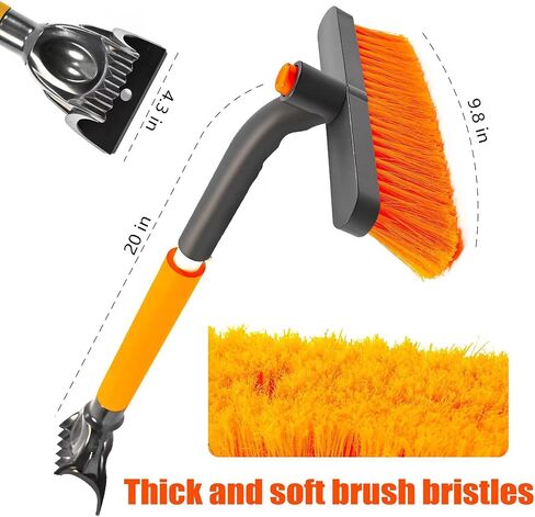 WESBRITE Orange Car Snow Brush and Detachable Ice Scraper with 20" Foam Handle, Non-Scratch Windshield Brush with 360°Rotating Brush Head,Car Snow Remover for Car,SUV,and Other Low Place Snow Cleaning in Saudi Arabia
