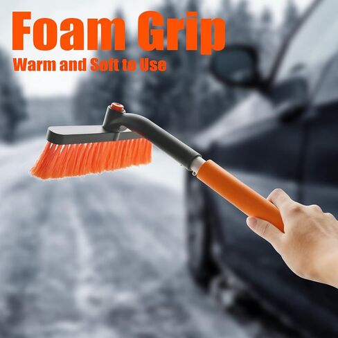 WESBRITE Orange Car Snow Brush and Detachable Ice Scraper with 20" Foam Handle, Non-Scratch Windshield Brush with 360°Rotating Brush Head,Car Snow Remover for Car,SUV,and Other Low Place Snow Cleaning in Saudi Arabia