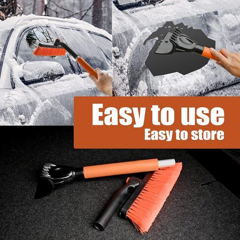 WESBRITE Orange Car Snow Brush and Detachable Ice Scraper with 20" Foam Handle, Non-Scratch Windshield Brush with 360°Rotating Brush Head,Car Snow Remover for Car,SUV,and Other Low Place Snow Cleaning in Saudi Arabia