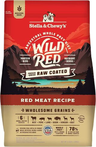 Stella & Chewy's Wild Red Dry Dog Food الخام المغلفة بنسبة عالية من البروتين والحبوب الصحية وصفة المرج، 3.5 رطل. حقيبة in Saudi Arabia