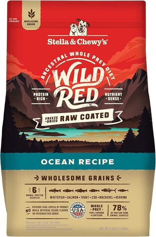 Stella & Chewy's Wild Red Dry Dog Food الخام المغلفة بنسبة عالية من البروتين والحبوب الصحية وصفة المرج، 3.5 رطل. حقيبة in Kuwait