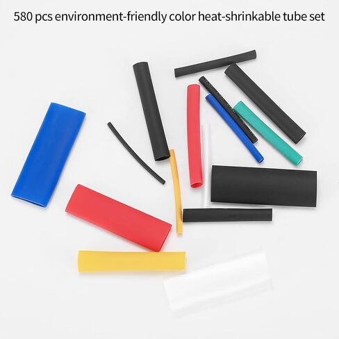 600 قطعة من مجموعة أنابيب الانكماش الحراري، نسبة 2:1 من أنابيب لف الأسلاك المقاومة للماء، أنابيب لف الأسلاك الكهربائية المنكمشة بالحرارة، لعزل إصلاح تغليف كابل الأسلاك، 7 ألوان و16 مقاسًا in Kuwait