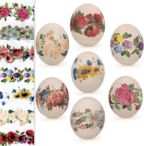 Ukrainian Heat Shrink Sleeve Decoration for 7 Easter Eggs Wraps Pysanka Set (Flowers 2) in Saudi Arabia