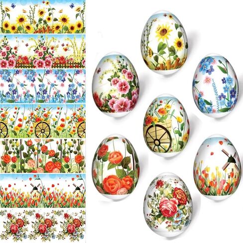 Ukrainian Heat Shrink Sleeve Decoration for 7 Easter Eggs Wraps Pysanka Set (Flowers 2) in Saudi Arabia
