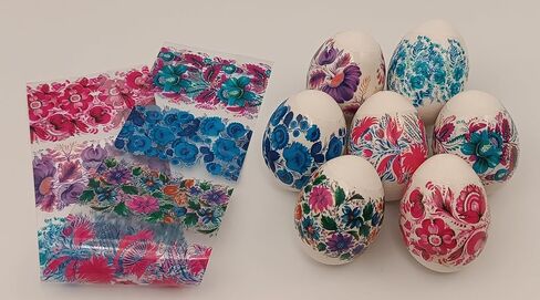 Ukrainian Heat Shrink Sleeve Decoration for 7 Easter Eggs Wraps Pysanka Set (Flowers 2) in Saudi Arabia