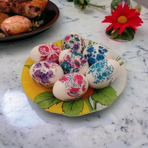 Ukrainian Heat Shrink Sleeve Decoration for 7 Easter Eggs Wraps Pysanka Set (Flowers 2) in Saudi Arabia