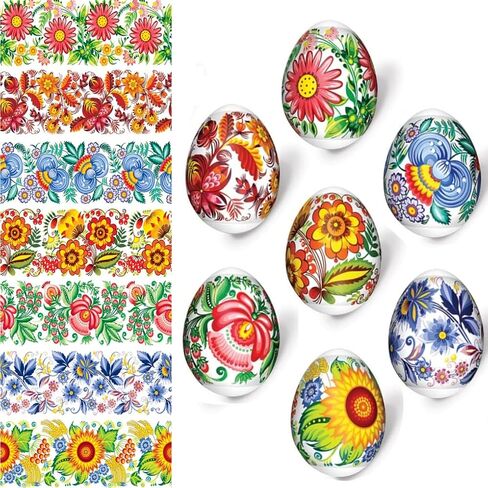 Ukrainian Heat Shrink Sleeve Decoration for 7 Easter Eggs Wraps Pysanka Set (Flowers 2) in Saudi Arabia