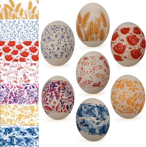 Ukrainian Heat Shrink Sleeve Decoration for 7 Easter Eggs Wraps Pysanka Set (Flowers 2) in Saudi Arabia