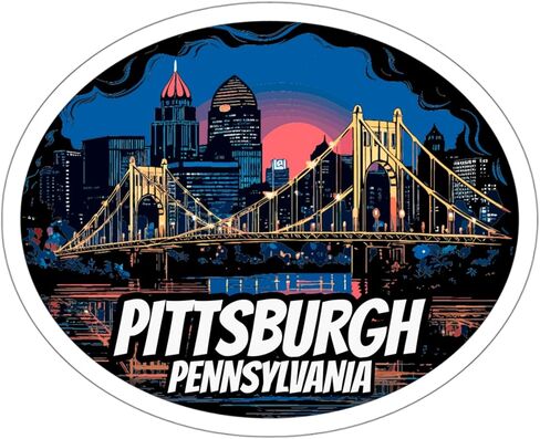 Pittsburgh Sticker Pennsylvania Camp Vintage Decal Vinyl Small Waterproof for Water Bottle Mug Passport Book Scrapbook Notebook Laptop Tumbler Skateboard Computer Phone Size 4" Funny Gift in Saudi Arabia