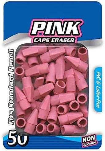 PowerTRC Pack of 50 Eraser Caps For Pencil, Erasers for Kids, Pencil Eraser, Pencil Erasers Toppers, Pink Eraser Top, School Supplies, Pencil Top Erasers in Saudi Arabia