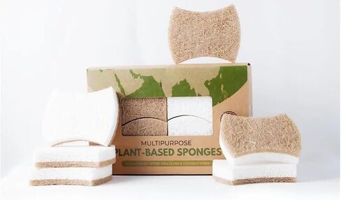 Biodegradable Natural Plant Based Kitchen Sponge 12 Pack - Eco Friendly Compostable Cellulose and Coconut Scrubber Sponge in Saudi Arabia