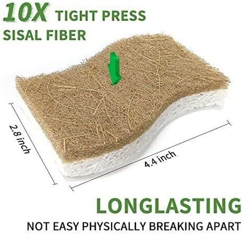 Biodegradable Natural Plant Based Kitchen Sponge 12 Pack - Eco Friendly Compostable Cellulose and Coconut Scrubber Sponge in Saudi Arabia