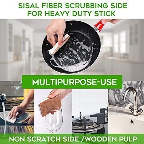 Biodegradable Natural Plant Based Kitchen Sponge 12 Pack - Eco Friendly Compostable Cellulose and Coconut Scrubber Sponge in Saudi Arabia