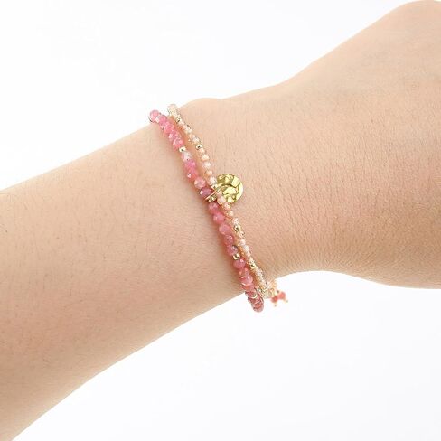 أساور سبج قابلة للتعديل من دريم روفر للنساء بتصميم حجر طبيعي مزدوج الطبقات مع أساور ساحرة من الفولاذ المقاوم للصدأ للنساء والفتيات واقية وأنيقة in Kuwait