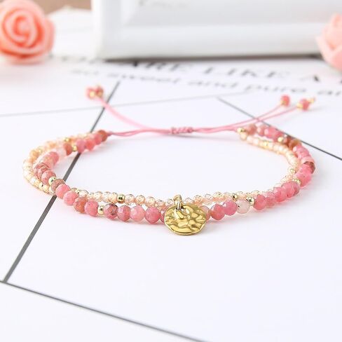 أساور سبج قابلة للتعديل من دريم روفر للنساء بتصميم حجر طبيعي مزدوج الطبقات مع أساور ساحرة من الفولاذ المقاوم للصدأ للنساء والفتيات واقية وأنيقة in Kuwait