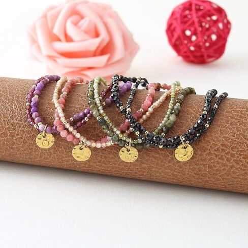 أساور سبج قابلة للتعديل من دريم روفر للنساء بتصميم حجر طبيعي مزدوج الطبقات مع أساور ساحرة من الفولاذ المقاوم للصدأ للنساء والفتيات واقية وأنيقة in Kuwait