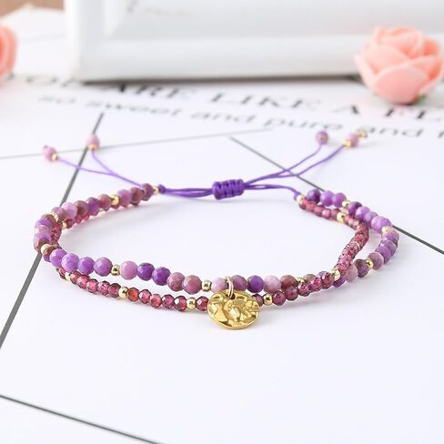 Dream Rover Adjustable Obsidian Bracelets for Women Double Layered Natural Stone Design with Stainless Steel Charm Bracelets for Women Girls Protective & Stylish in Saudi Arabia