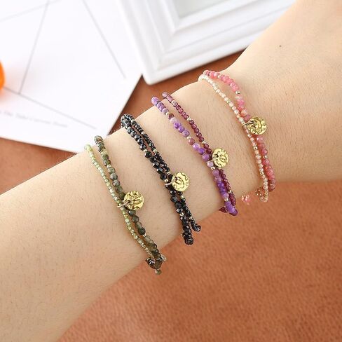 أساور سبج قابلة للتعديل من دريم روفر للنساء بتصميم حجر طبيعي مزدوج الطبقات مع أساور ساحرة من الفولاذ المقاوم للصدأ للنساء والفتيات واقية وأنيقة in Kuwait