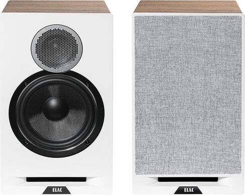 ELAC DBR62-W زوج مكبرات الصوت المرجعية لأول مرة على رف الكتب - أبيض / بلوط مع زوج كابل مكبر صوت حساس SPW-10FT-P بطول 10 أقدام (2019) in Kuwait