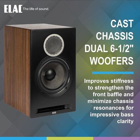 ELAC DBR62-W زوج مكبرات الصوت المرجعية لأول مرة على رف الكتب - أبيض / بلوط مع زوج كابل مكبر صوت حساس SPW-10FT-P بطول 10 أقدام (2019) in Kuwait