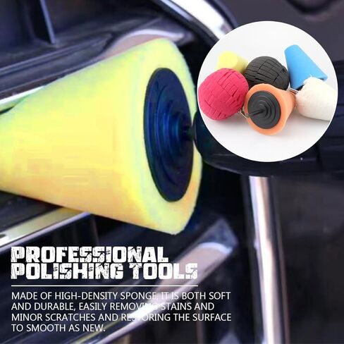 منصات تلميع GYOTUU لتنظيف محور العجلة، ساق 3 بوصة 6 قطع من المعدن والألومنيوم طقم تلميع مخروطي وعجلة تلميع للحفر، وسادات تلميع إسفنجية للألمنيوم in Kuwait