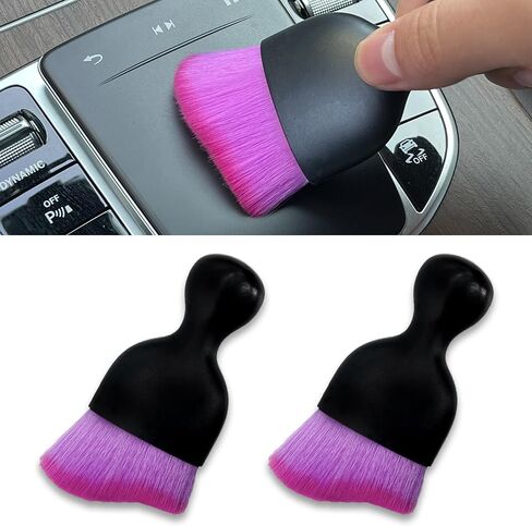 BEYPOVK 2PCS Car Interior Detailing Brush, Auto Soft Bristles Dust Brush Curved Brushes, Automotive Interior Cleaning Tool for Cleaning Panels, Air Vent, Leather, Scratch Free (Purple) in Kuwait