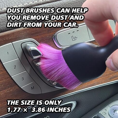 BEYPOVK 2PCS Car Interior Detailing Brush, Auto Soft Bristles Dust Brush Curved Brushes, Automotive Interior Cleaning Tool for Cleaning Panels, Air Vent, Leather, Scratch Free (Purple) in Kuwait