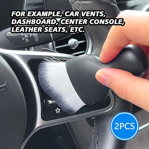 BEYPOVK 2PCS Car Interior Detailing Brush, Auto Soft Bristles Dust Brush Curved Brushes, Automotive Interior Cleaning Tool for Cleaning Panels, Air Vent, Leather, Scratch Free (Purple) in Kuwait