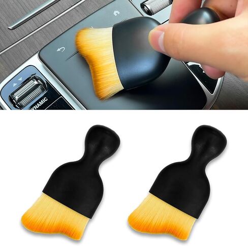 BEYPOVK 2PCS Car Interior Detailing Brush, Auto Soft Bristles Dust Brush Curved Brushes, Automotive Interior Cleaning Tool for Cleaning Panels, Air Vent, Leather, Scratch Free (Purple) in Kuwait