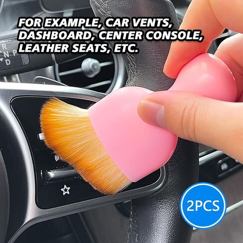 BEYPOVK 2PCS Car Interior Detailing Brush, Auto Soft Bristles Dust Brush Curved Brushes, Automotive Interior Cleaning Tool for Cleaning Panels, Air Vent, Leather, Scratch Free (Purple) in Kuwait
