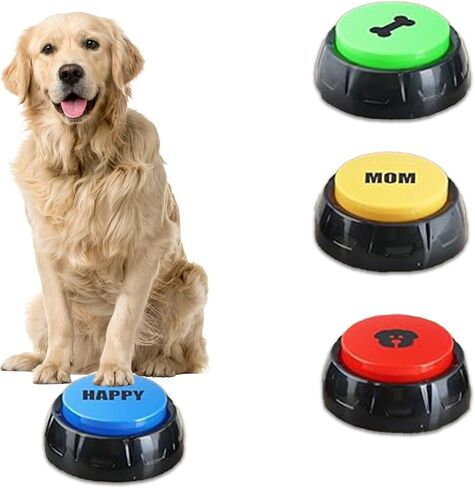 Dog Buttons for Communication, 4pcs Dog Talking Button Set, 30s Recordable Button, Fluent Pet, Pet Talking Buttons for Dog with Stickers, Dog Training Buttons in Kuwait