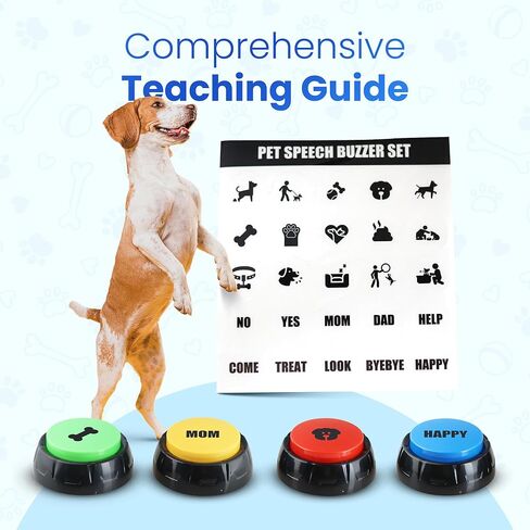 Dog Buttons for Communication, 4pcs Dog Talking Button Set, 30s Recordable Button, Fluent Pet, Pet Talking Buttons for Dog with Stickers, Dog Training Buttons in Kuwait