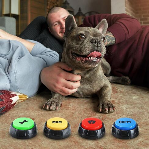 Dog Buttons for Communication, 4pcs Dog Talking Button Set, 30s Recordable Button, Fluent Pet, Pet Talking Buttons for Dog with Stickers, Dog Training Buttons in Kuwait