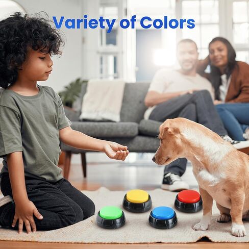 Dog Buttons for Communication, 4pcs Dog Talking Button Set, 30s Recordable Button, Fluent Pet, Pet Talking Buttons for Dog with Stickers, Dog Training Buttons in Kuwait