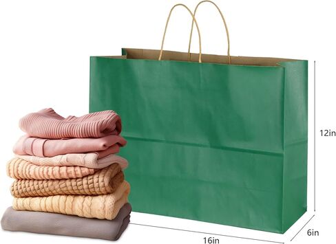 BLEWINDZ 50Pcs Kraft Gift Bags Bulk Large Size 16"x6"x12", Colorful Paper Bags with Handles, Shopping Bag for Grocery, Party Favor Bag (10 Colors) in Kuwait