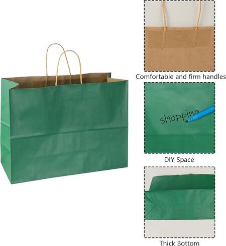 BLEWINDZ 50Pcs Kraft Gift Bags Bulk Large Size 16"x6"x12", Colorful Paper Bags with Handles, Shopping Bag for Grocery, Party Favor Bag (10 Colors) in Kuwait