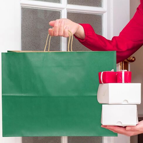 BLEWINDZ 50Pcs Kraft Gift Bags Bulk Large Size 16"x6"x12", Colorful Paper Bags with Handles, Shopping Bag for Grocery, Party Favor Bag (10 Colors) in Kuwait